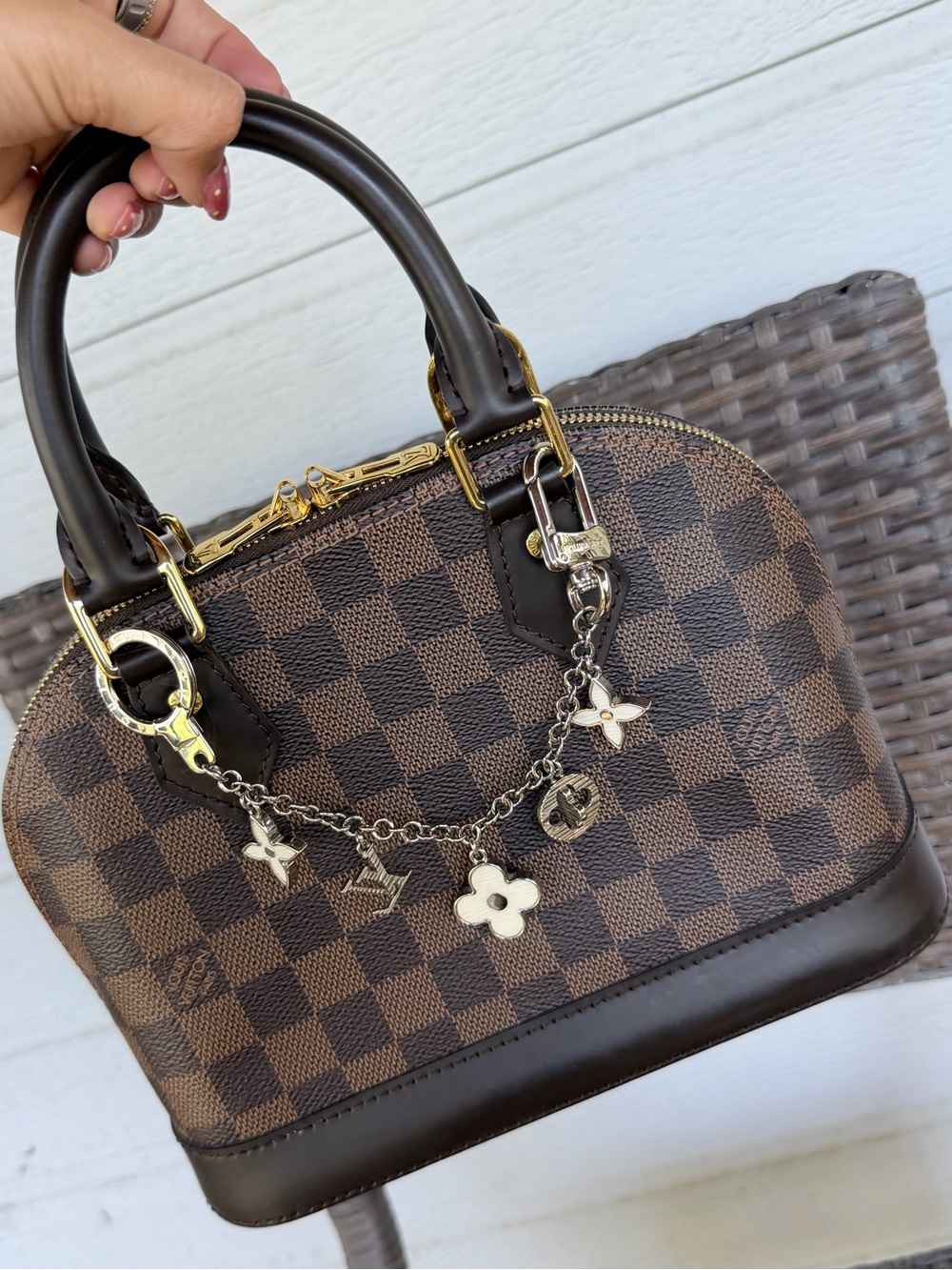 Authentic LV Fleur D Epi Bag Charm and Key Holder